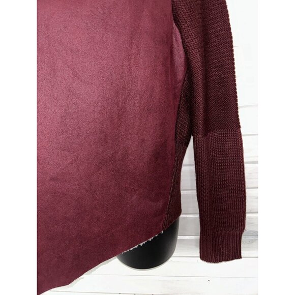 Cavalini Sz PLUS 2X Shawl Collar Faux Suede Sherpa Lined Jacket Burgundy EUC - Picture 4 of 10